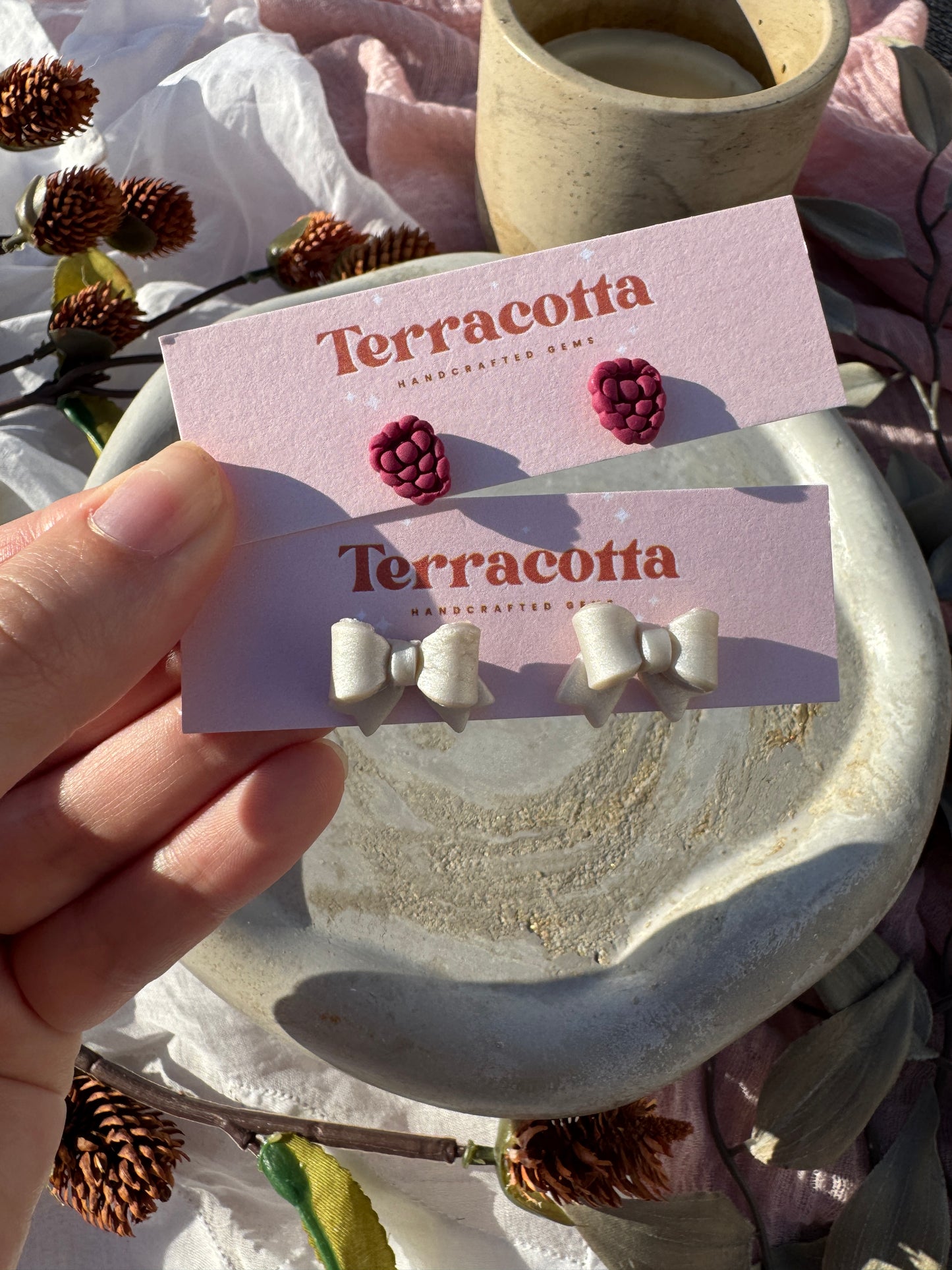 Pearlescent White Bow Stud