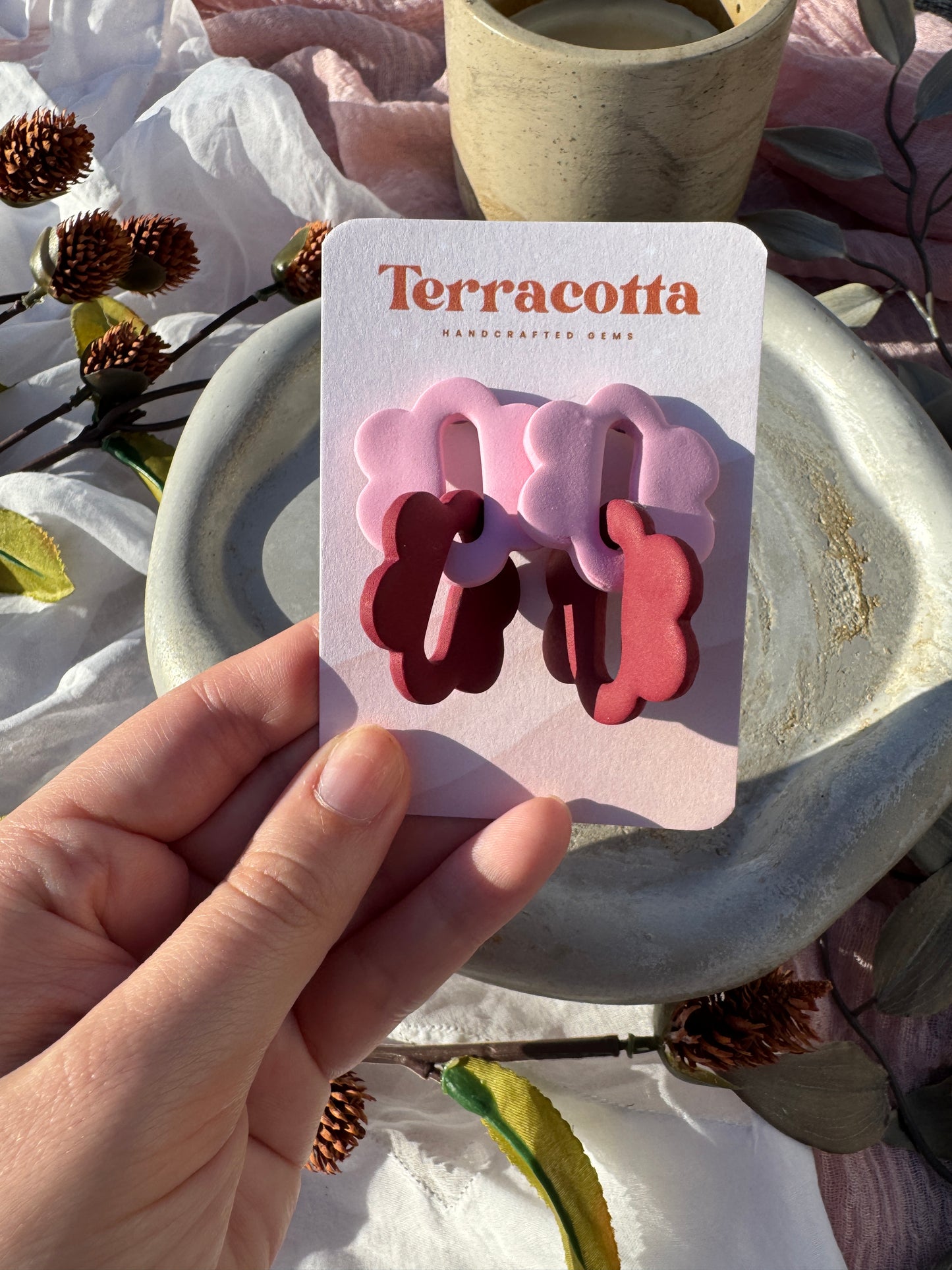 Pink and Red Floral Link Dangles