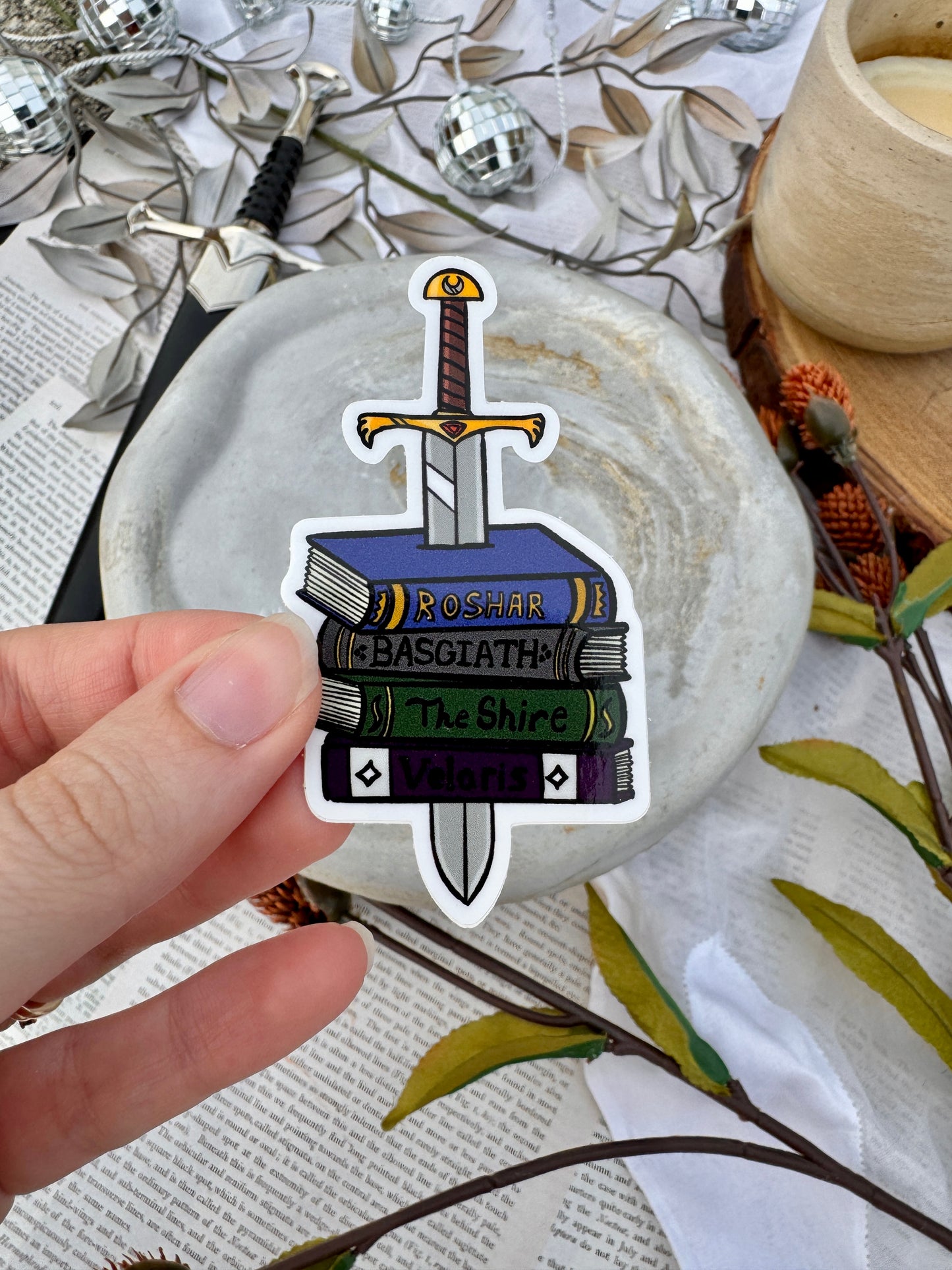 Fantasy Bookstack Sticker