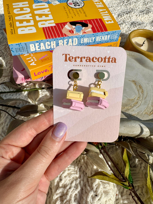 Pink and Yellow Bookstack Dangles