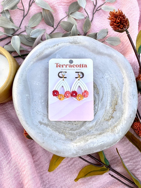 White Spring Floral Earrings
