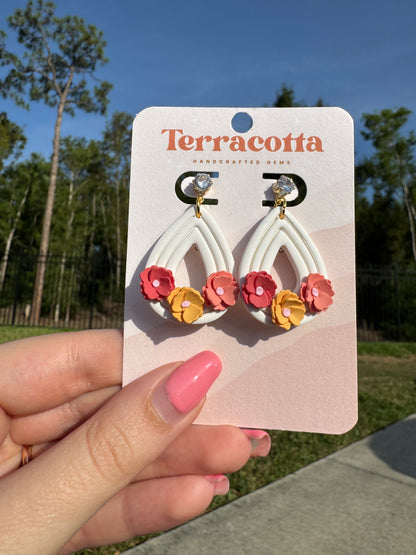 White Spring Floral Earrings
