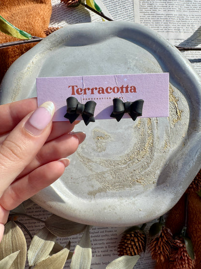 Black and Orange Bow Earrings