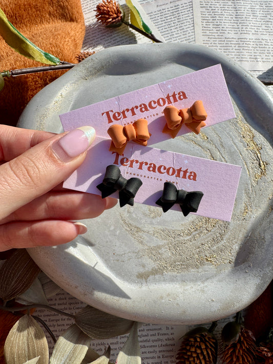 Black and Orange Bow Earrings