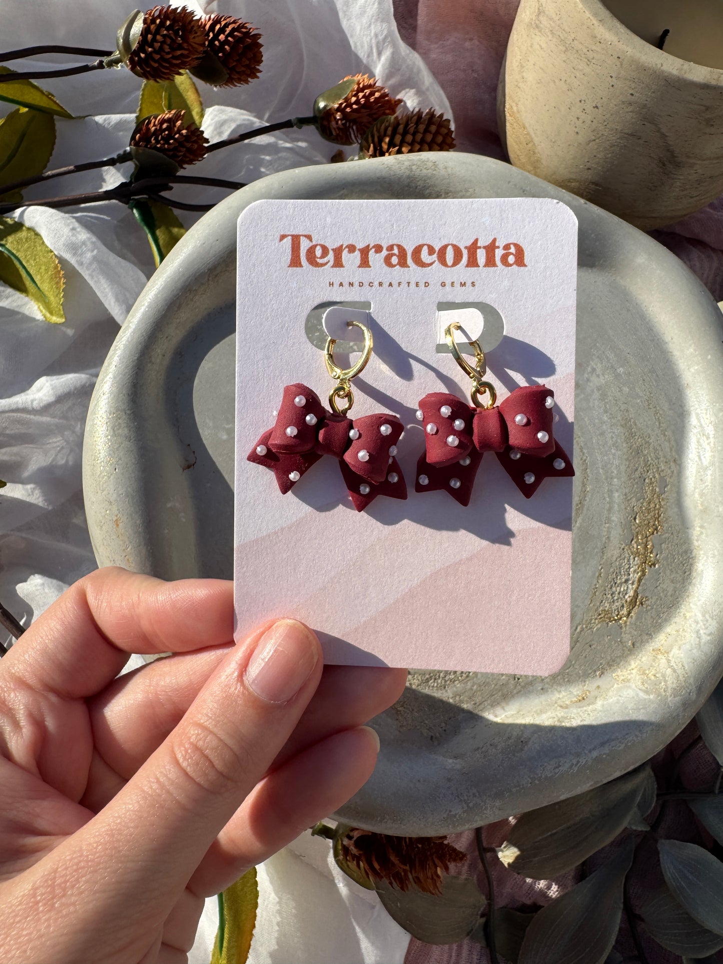 Maroon Pearl Bows