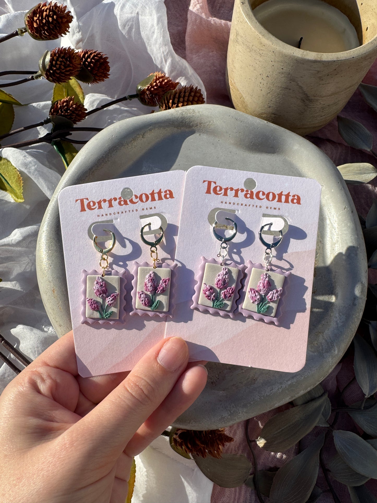 Lavender Stamp Dangles